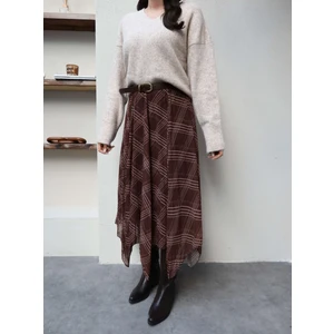 Esra Helvacı Ekose Desenli Asimetrik Etek