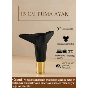 İmt Aksesuar Puma 15 cm Siyah-Altın Mobilya Kanepe Tv Ünitesi Konsol Dolap Komedin Ayağı