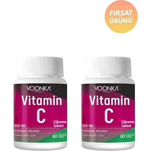 Vitamin C Portakal Aromalı Çiğneme Tableti 500 Mg 60 Tablet 2 Adet