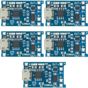 Sensör Modül 5 Adet TP4056 Micro USB Korumalı Lipo 18650 Pil Şarj Devresi