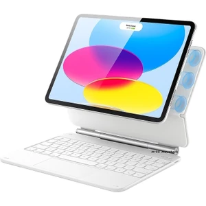 M.TK Moveteck Apple Ipad 11.nesil A16 2025/ 10. Nesil 10.9 Inç Magic Klavye Keyboard Touchpad Akıllı Işıklı Q Klavyeli Kılıf Manyetik