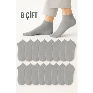 Arma Yıldız Erkek Pamuklu Extra Konforlu ve Yumuşak Patik çorap Seti Gri 8 Çift