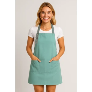 Mutfak Önlüğü Leke Tutmaz Su Itici Kumaş Çıtçıtlı Boyun Askılı Cepli Önlük