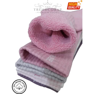 Trendcorap Kız Çocuk Kışlık Havlu Termal Çorap Seti 4’lü | %100 Pamuk | 3–12 Yaş | Renkli Soket Çoraplar