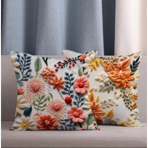 Alkan Homes 2 Li Kombin Punch Desen Çiçek Temalı Dijital Baskılı Kırlent Kılıfı