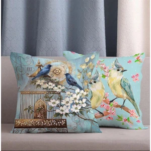 Alkan Homes 2 Li Kombin Sevimli Kuşlar Dijital Baskılı Kırlent Kılıfı