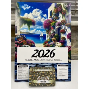 Ömür Takvim Deniz Manzaralı 4.bölge 2026 Kartonlu Yapraklı Duvar Takvimi
