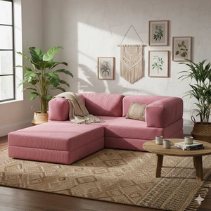 Yeny Fitilli Kadife | Köşe Koltuk | 160X160 Köşe Takımı | Modüler Köşe Takımı | Yataklı L Koltuk | Fitilli Kadife
