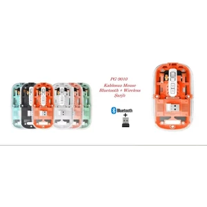 PG-9010 Poly Gold Kablosuz Mouse 2.4ghz Şarjlı Bluetooth Şeffaf