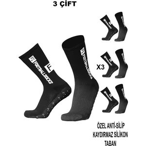 3 Çift Kaydırmaz Silikon Tabanlı Futbol Çorabı Kauçuk Havlu Taban Dikişsiz Maç Sporcu Tozluk Konç