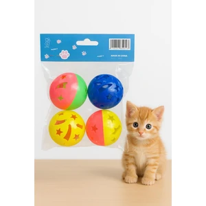 Çıngıraklı Kedi Oyuncak Topu – Renkli Sesli Kedi Oyuncağı 4 Adet