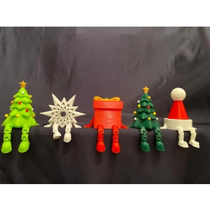 Yılbaşı Temalı Dekor Figürleri 5’li Set – Ağaç, Şapka, Hediye Kutusu ve Yıldız Yeni Yıl