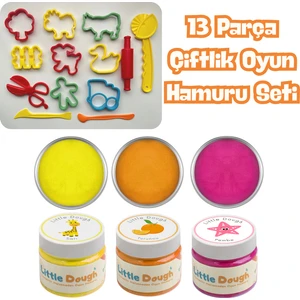 Little Play Dough 13 Parça Çiftlik Hayvanları Doğal Oyun Hamuru Seti -3X150GR Doğal Oyun Hamuru -Sarı,turuncu,pembe
