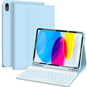 Ipad 11.nesil A16  11INÇ/10.NESIL 10.9 Inç Uyumlu Kablosuz Kalemlikli Klavyeli Tablet Kılıfı