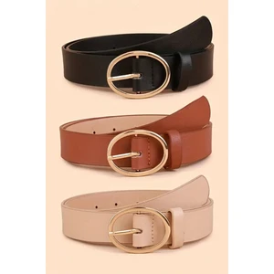 H&E Design Kadın 2'li Gold Tokalı Pantolon, Gömlek, Ceket, Elbise, Kazak Kemeri