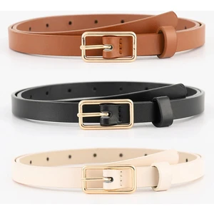 H&E Luxury Design Kadın 3'lü Gold Kare Tokalı Pantolon, Gömlek, Ceket, Elbise, Kazak Kemeri 2 cm