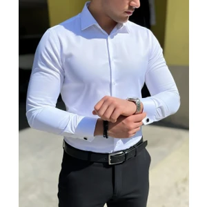 Torivalli Collection Dar Kesim Slimfit Saten Mevsimlik Cepsiz Uzun Kollu Kol Düğmesi Takılabilen Erkek Gömlek