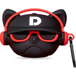 Caseonn Apple Airpods 4.nesil/anc Kılıf Karakter Figürlü Gözlüklü Bulldog Kırmızı