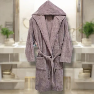 Mysoft Home Triga Kapüşonlu Bornoz %100 Pamuk