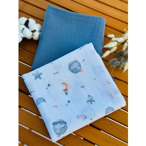 %100 Pamuk 2'li Müslin Bebek Battaniye Seti Oeko-Tex Sertifikalı Müslin Örtü 80 x 90 cm