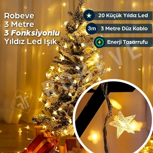 Yıldız LED LED Işıklı Yıldız 20'li Yıldız LED Işık 3 Metre Pilli LED Işık Yılbaşı Işığı Yılbaşı Ağacı Işığı Yıldız Şerit LED Peri LED