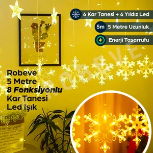 8 Fonksiyonlu Büyük Kar Tanesi LED Dekoratif Kar Tanesi LED Işık Yılbaşı Aydınlatma Yılbaşı Işığı Perde LED Sarkıt LED Yılbaşı Dekorasyon Büyük Kar Tanesi LED Aydınlatma