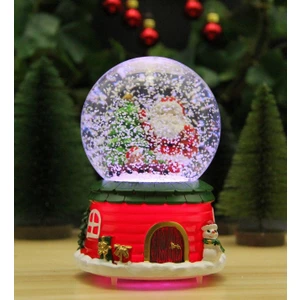 Hediye Biziz Yılbaşı Kar Küresi Noel Işıklı ve Müzikli Christmas Noel Babalı ve Trenli