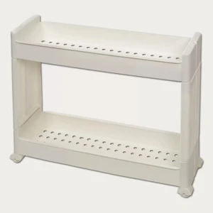 Slim Organizer 2 Katlı Plastik Banyo / Mutfak Düzenleyici Raf – Beyaz (49,5 × 14 × 45 Cm)
