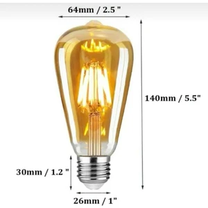 Rustik LED Ampül E27 Duy Armut Tipi ST64 Model 4W