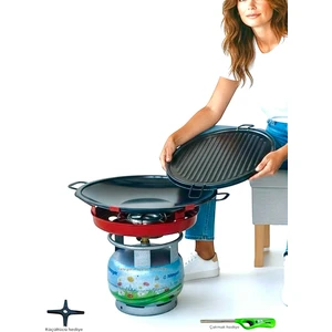 Küçük Tüp Sac Tava Dumansız Mangal Ocak Kavurma Gözleme Izgara Çok Amaçlı Piknik Tüpü Sacı 40CM