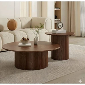 Mobilya Stant Most Bohem Orta Sehpa Kahverengi  2'li Set %100 Ahşap (Evinize Teslim)