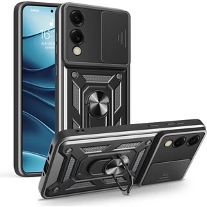 Galaxy S25 Edge Kılıf Magnetik Standlı Kamera Korumalı Tcmk Sürgülü Vega Kapak - Siyah