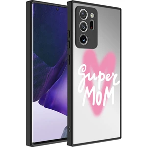 Galaxy Note 20 Ultra Kılıf Aynalı Desenli Kamera Korumalı Parlak Tcmk Mirror Kapak-Süper Anne
