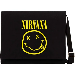 Zepplin Giyim Nirvana Logo Siyah Kanvas Postacı Çantası