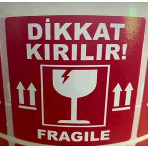 Es Barkod Dikkat Kırılır Fragile Kargo Etiketi 65MM x 65MM