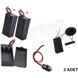 Elektronik -(2 Adet)-9 Volt Pil Yuvası Kapaklı Switchli Aç Kapa özelliği