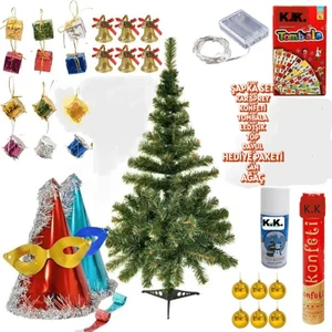 Yılbaşı Ağacı Süs Süslü Yeşil Ağaç Işıklı 180CM