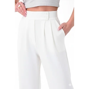 Kadın Beyaz Çift Düğmeli Palazzo Pantolon