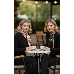 Mavi Masal Atatürk Imzalı ve Silüetli Fular / Kravat Seti