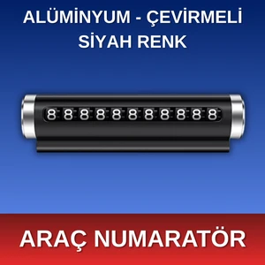 Alpera Auto - Araç Torpido Üstü Numaratör - Alüminyum - Çevirmeli - Siyah Renk