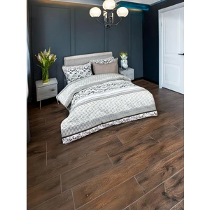 Lila Moon Almira Krem-Yeşil-Kahve Renkli Çift Kişilik Pamuklu Nevresim Takımı