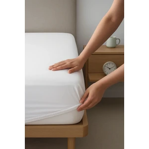 Beyaz Renk Penye Lastikli Çarşaf 90x190 Tek Kişilik %100 Pamuklu Lastikli Penye Çarşaf