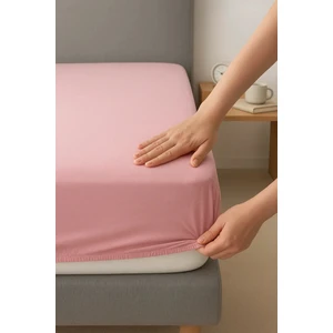 Pembe Renk Penye Lastikli Çarşaf 100x200 Tek Kişilik %100 Pamuklu Lastikli Penye Çarşaf