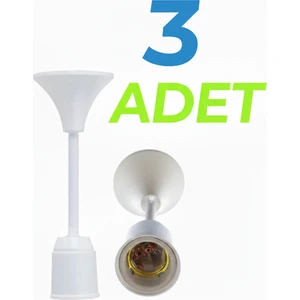 Muhafazalı Porselen Asma Duy Tij Takımı E27  - 3 adet -