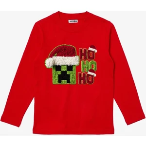 Efendioğlu Design Uzun Kollu The Creeper Kafası Ho Ho Ho Yeni Yıl Yılbaşı Pamuklu Çocuk T-Shirt