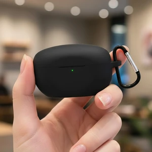 Caseonn Sony WF-1000XM5 Kılıf Askı Aparatlı Mat Silikon Siyah