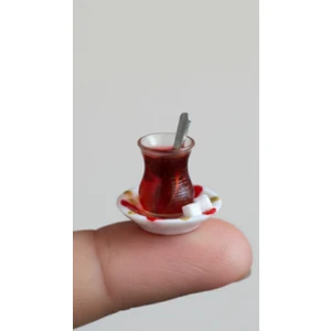 Minyatür Dünyam 2 Adet Minyatür Çay Bardağı Telefon Süsü