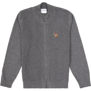 U.S. Polo Assn. Erkek Çocuk Gri Melanj Fermuarlı Triko Hırka 50311625-VR086