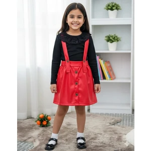 Göksu Kids Club Kız Çocuk Kırmızı Etek ve Siyah Body 2li Alt Üst yıl başi kirmizi elbise