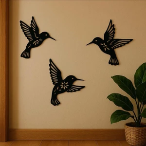 Dekoratif 3'lü Kuş Duvar Süsü